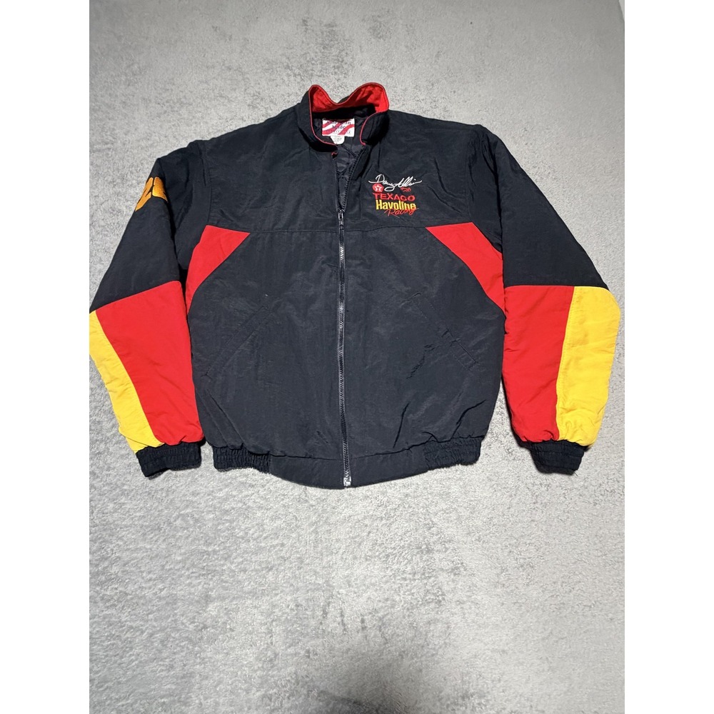 Vintage Davey Allison Texaco Havoline Racing Jacket Mens Medium Black NASCAR